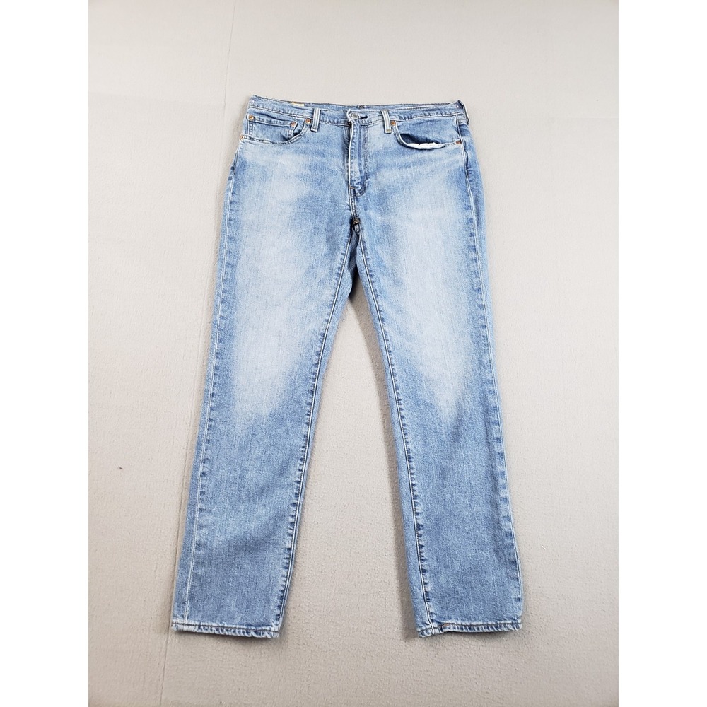 Levis Men Jeans 36X32 Blue Denim Slim Fit Mid Rise Light Wash Stretch 5 Pocket
